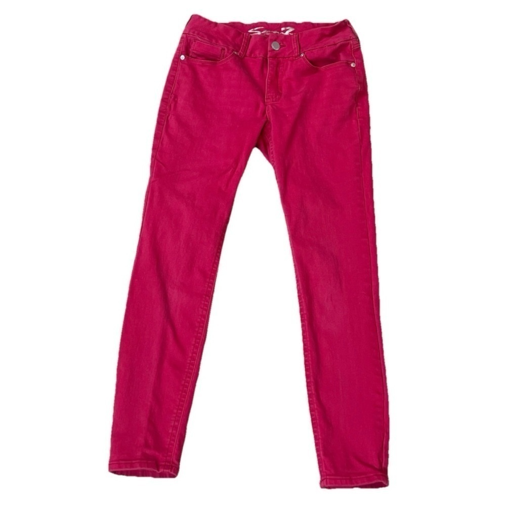 Seven7 Tummless Solid Pink Mid Rise Skinny Jeans Size 10 Stretchy Pockets